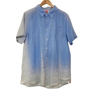 Toes On The Nose Blue Gradient Men's Button Up Shirt Medium